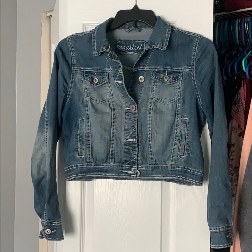 Crop length denim jacket